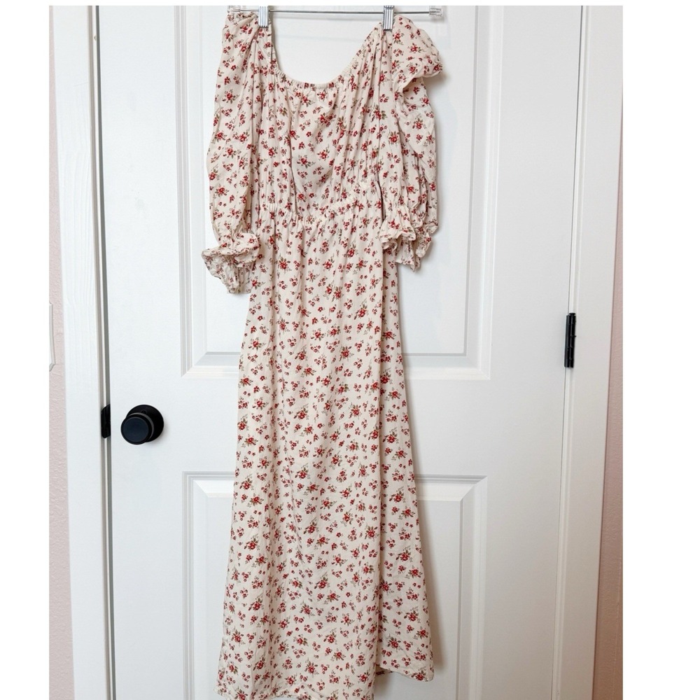 Reformation Karly Midi Dress XS Cottagecore Floral Milkmaid Romantic Puff Sleeve